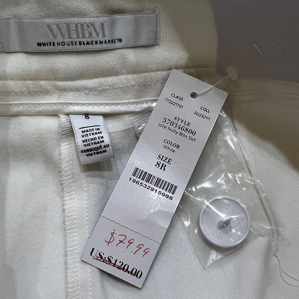 White House Black Market Jolie Novelty Button Straight Pants NWT Size 8R - Picture 8 of 13